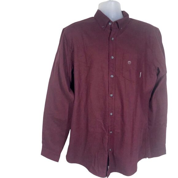 Eddie Bauer Shirt Mens Large Tall Maroon Field Flannel Chore Ranch Button Down - Picture 10 of 12